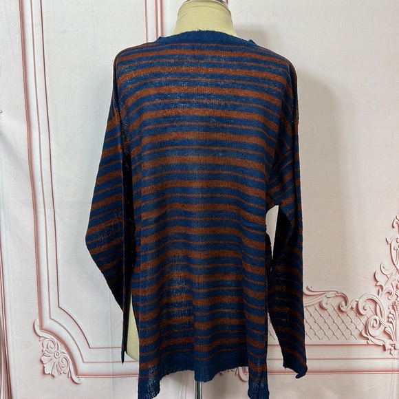 Kerisma brand Blue and Brown Stripe Lightweight knit Top - Picture 3 of 8